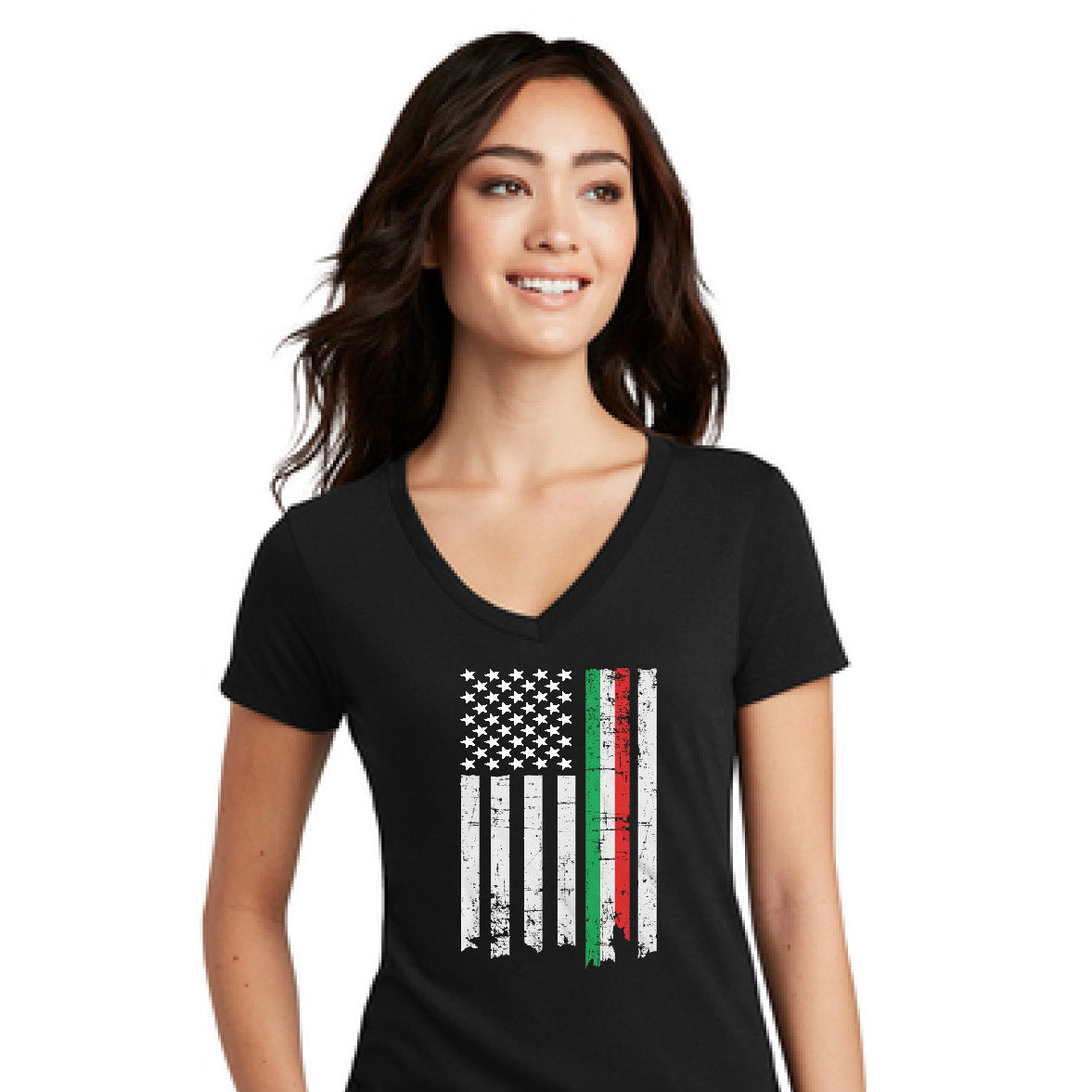 Italian American Flag V-Neck T-Shirt